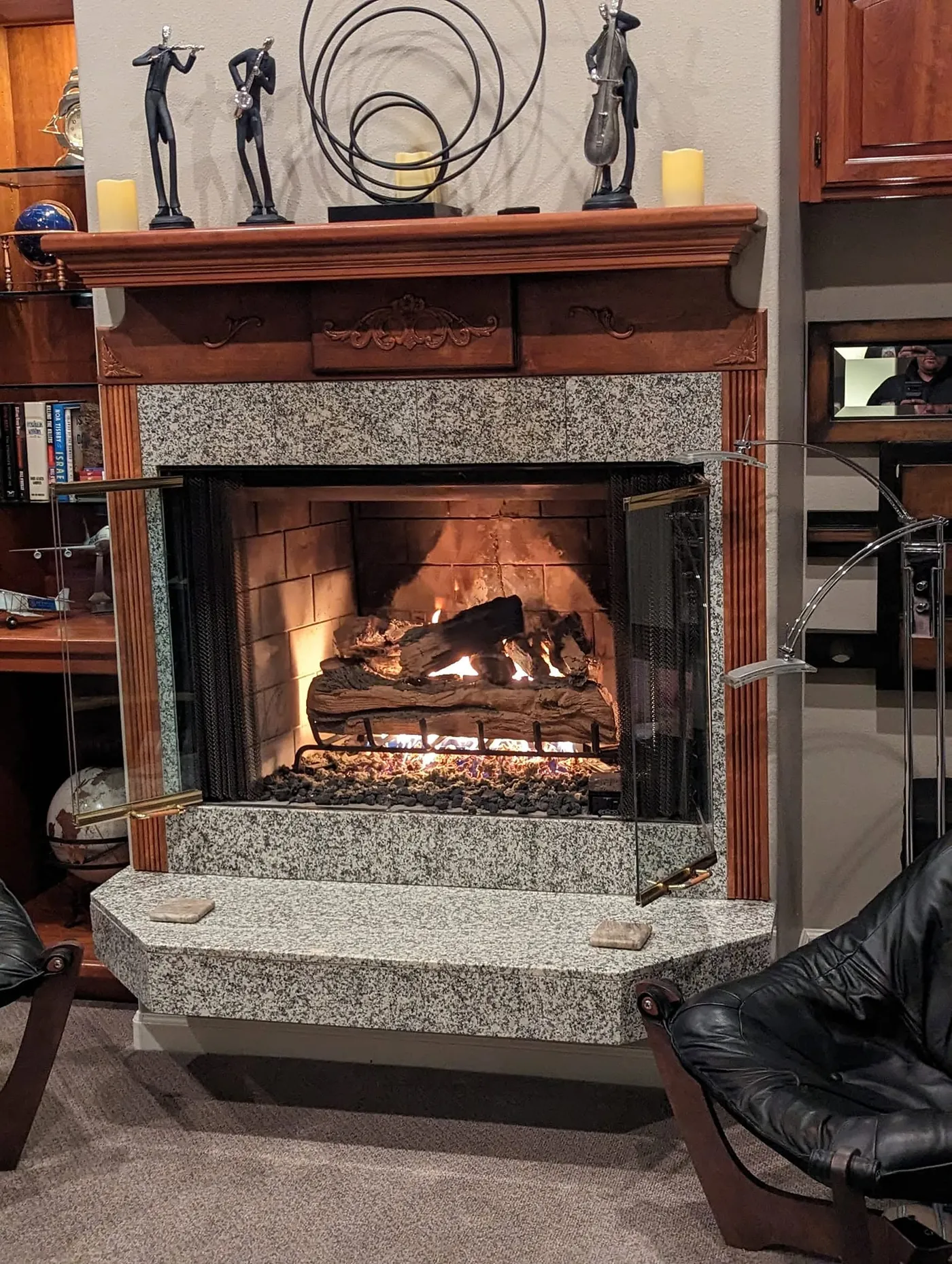 Chimney flue interior where a liner is installed